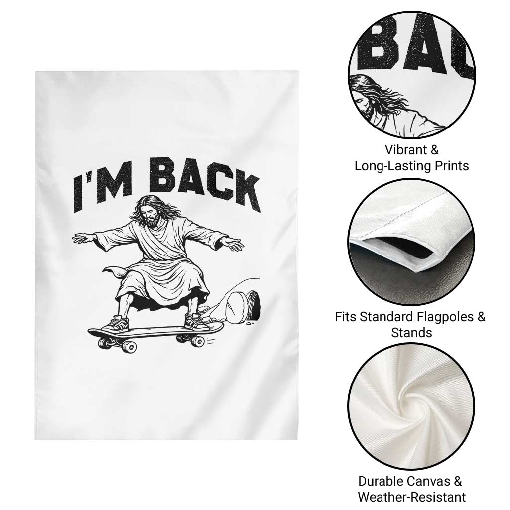 Christian Easter Garden Flag Funny Skateboard Jesus I am Back
