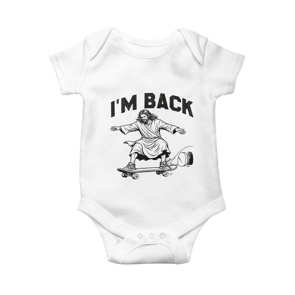 Christian Easter Baby Onesie Funny Skateboard Jesus I am Back