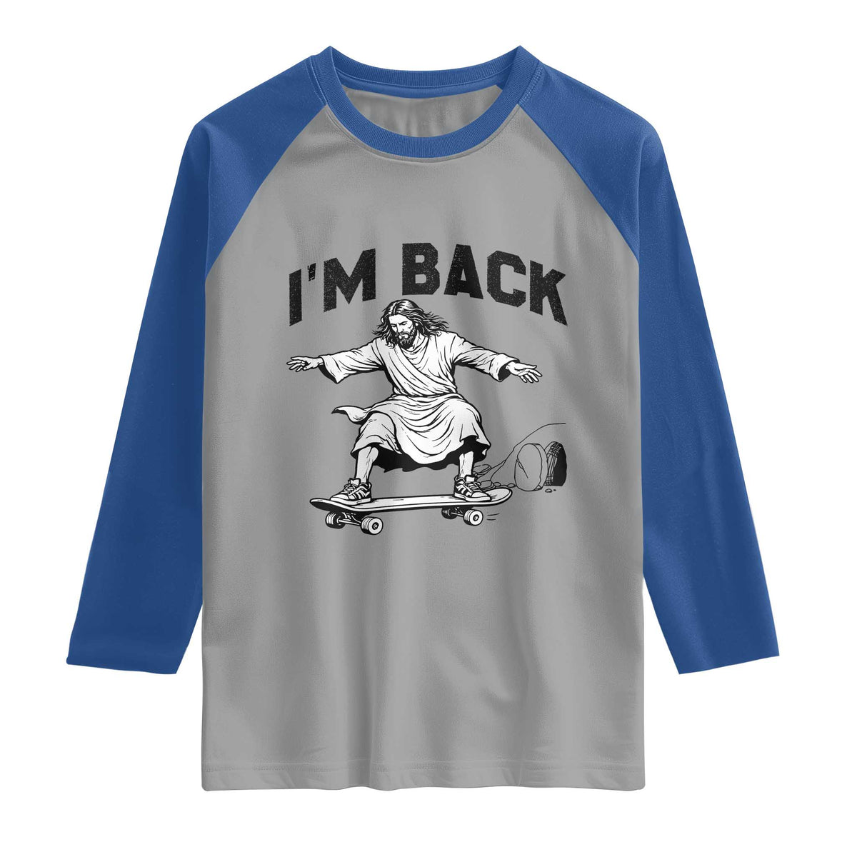 Christian Easter Raglan Shirt Funny Skateboard Jesus I am Back