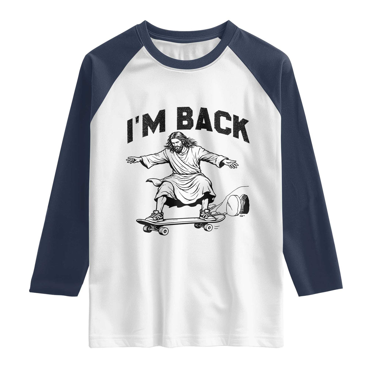 Christian Easter Raglan Shirt Funny Skateboard Jesus I am Back