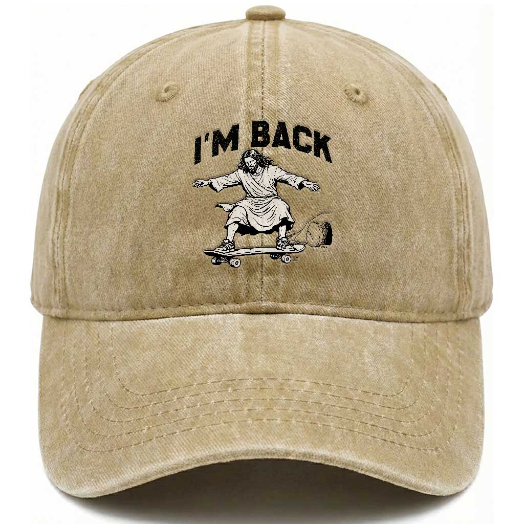 Christian Easter Washed Cotton Baseball Cap Funny Skateboard Jesus I am Back