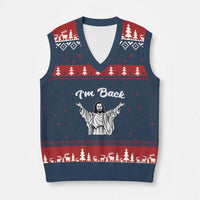 Funny Easter Jesus Meme V-Neck Knit Sweater Vest I'm Back