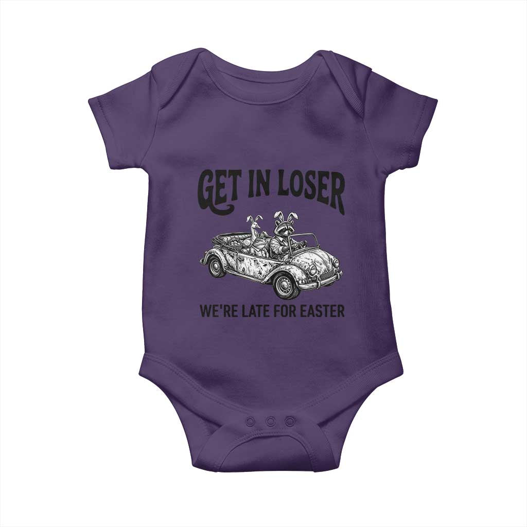Get In Loser We're Late For Easter Baby Onesie Funny Easter Raccoon Frog Goose Humor