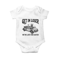 Get In Loser We're Late For Easter Baby Onesie Funny Easter Raccoon Frog Goose Humor