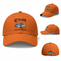Get In Loser We're Late For Easter Baseball Cap Funny Easter Raccoon Frog Goose Humor