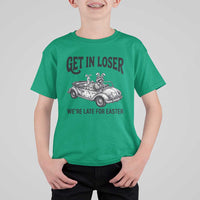 Get In Loser We're Late For Easter T Shirt For Kid Funny Easter Raccoon Frog Goose Humor