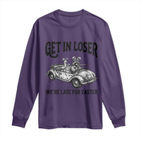 Get In Loser We're Late For Easter Long Sleeve Shirt Funny Easter Raccoon Frog Goose Humor