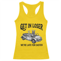Get In Loser We're Late For Easter Racerback Tank Top Funny Easter Raccoon Frog Goose Humor
