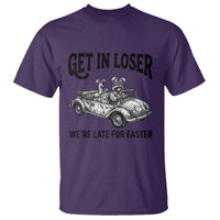 Get In Loser We're Late For Easter T Shirt Funny Easter Raccoon Frog Goose Humor