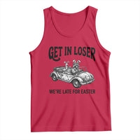 Get In Loser We're Late For Easter Tank Top Funny Easter Raccoon Frog Goose Humor