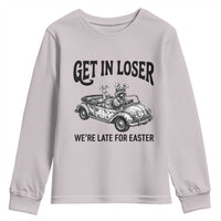 Get In Loser We're Late For Easter Youth Sweatshirt Funny Easter Raccoon Frog Goose Humor