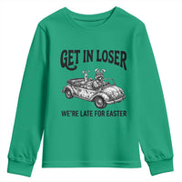 Get In Loser We're Late For Easter Youth Sweatshirt Funny Easter Raccoon Frog Goose Humor