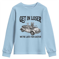 Get In Loser We're Late For Easter Youth Sweatshirt Funny Easter Raccoon Frog Goose Humor