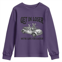 Get In Loser We're Late For Easter Youth Sweatshirt Funny Easter Raccoon Frog Goose Humor