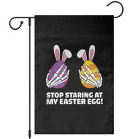 Stop Staring at My Easter Eggs Garden Flag Funny Skeleton Bunny Easter