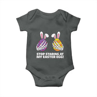 Stop Staring at My Easter Eggs Baby Onesie Funny Skeleton Bunny Easter