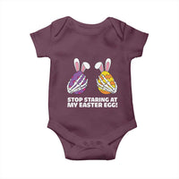 Stop Staring at My Easter Eggs Baby Onesie Funny Skeleton Bunny Easter