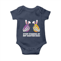 Stop Staring at My Easter Eggs Baby Onesie Funny Skeleton Bunny Easter