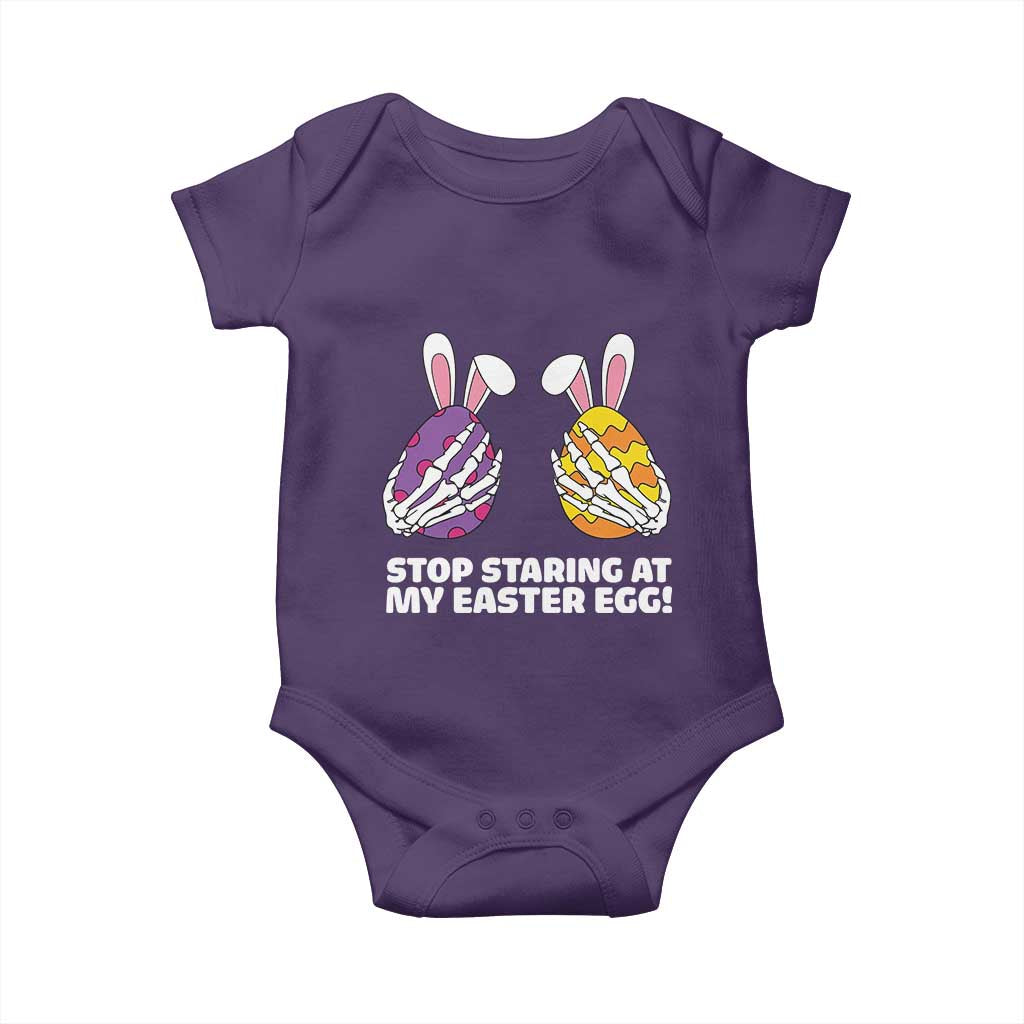 Stop Staring at My Easter Eggs Baby Onesie Funny Skeleton Bunny Easter