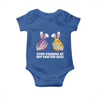 Stop Staring at My Easter Eggs Baby Onesie Funny Skeleton Bunny Easter