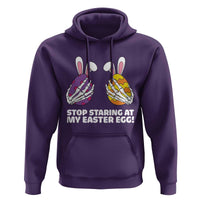 Stop Staring at My Easter Eggs Hoodie Funny Skeleton Bunny Easter