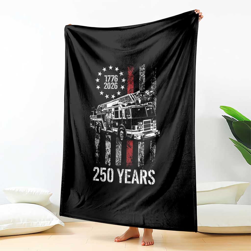 Fireman 250 Years of America Throw Blanket Fireman American Flag Thin Red Line Firefighter