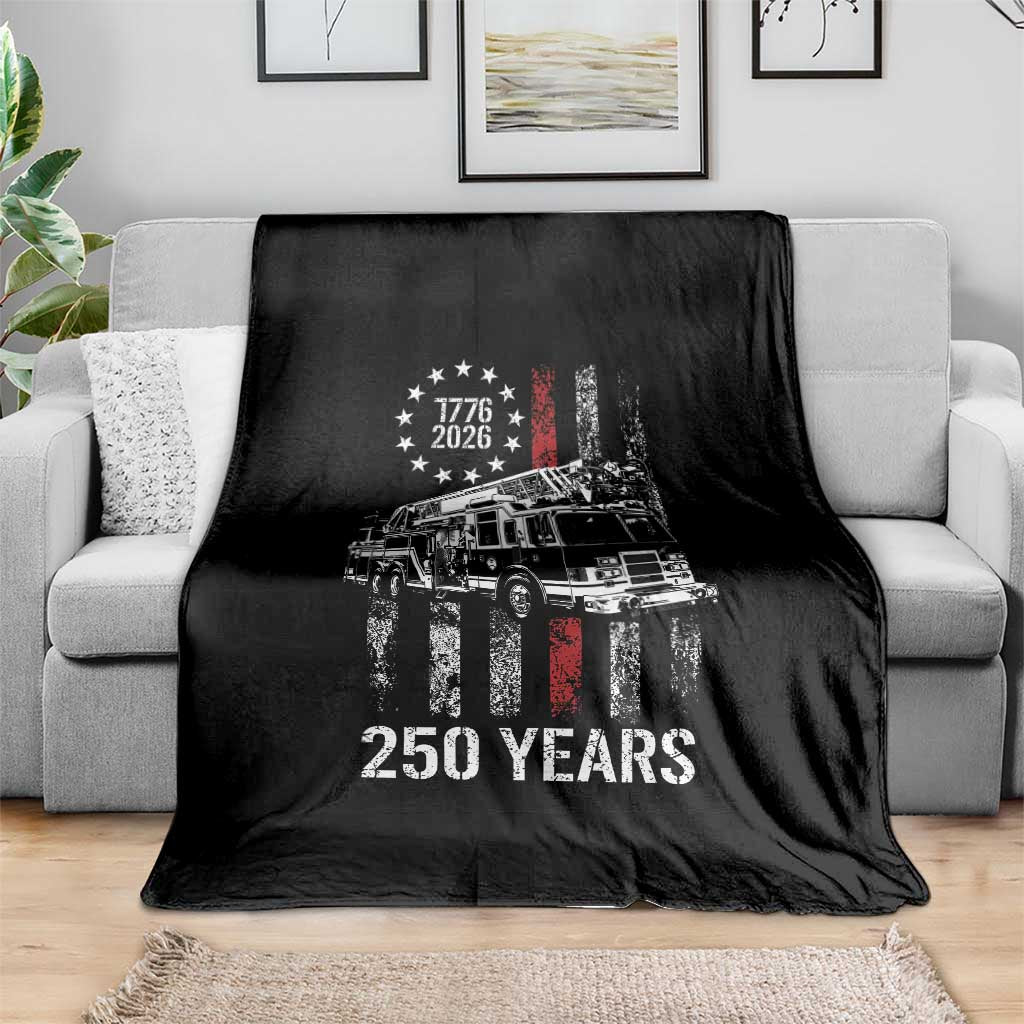 Fireman 250 Years of America Throw Blanket Fireman American Flag Thin Red Line Firefighter