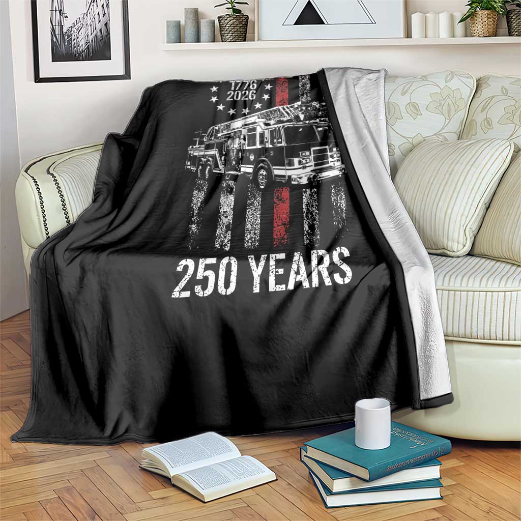 Fireman 250 Years of America Throw Blanket Fireman American Flag Thin Red Line Firefighter