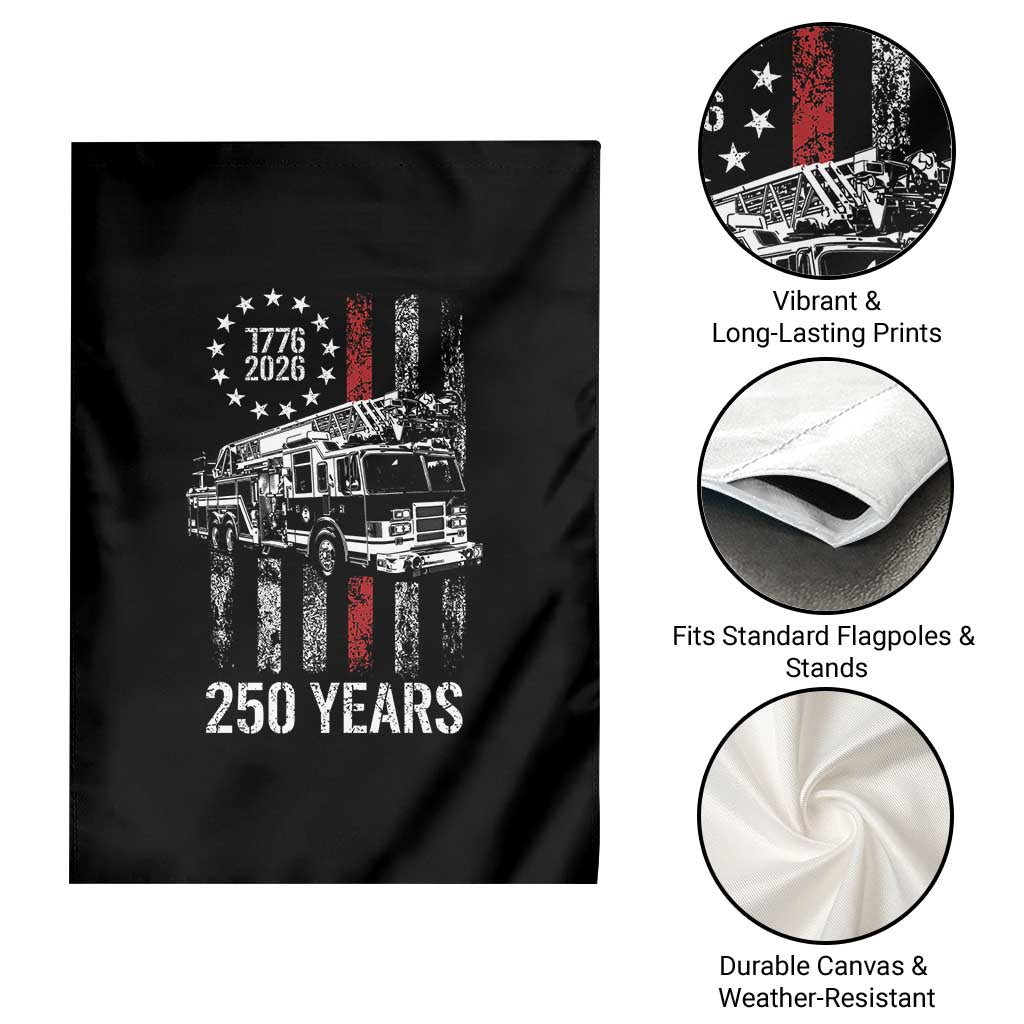 Fireman 250 Years of America Garden Flag Fireman American Flag Thin Red Line Firefighter