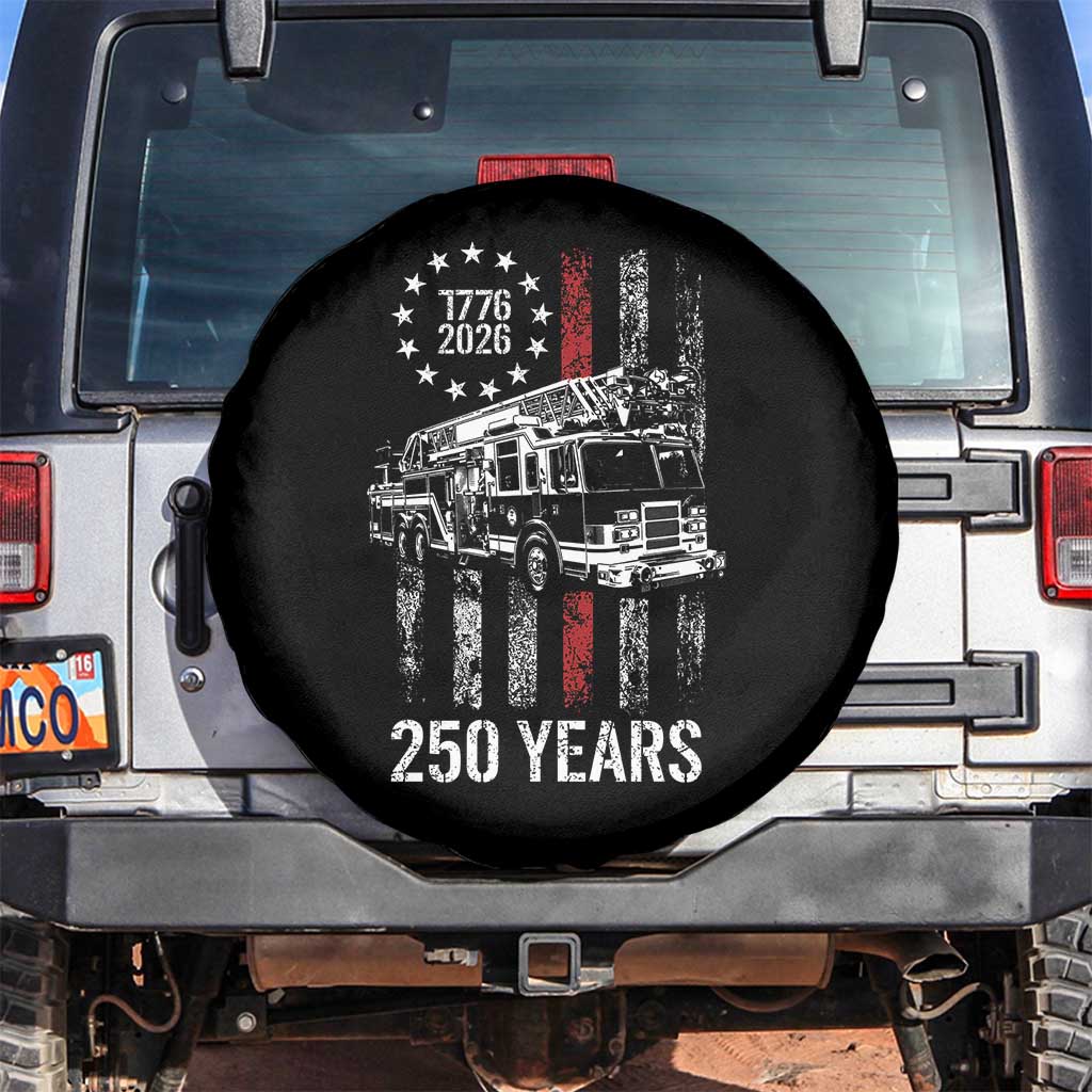 Fireman 250 Years of America Spare Tire Cover Fireman American Flag Thin Red Line Firefighter