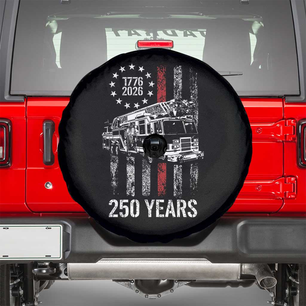 Fireman 250 Years of America Spare Tire Cover Fireman American Flag Thin Red Line Firefighter