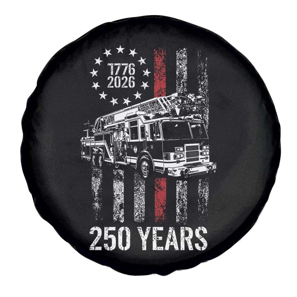 Fireman 250 Years of America Spare Tire Cover Fireman American Flag Thin Red Line Firefighter