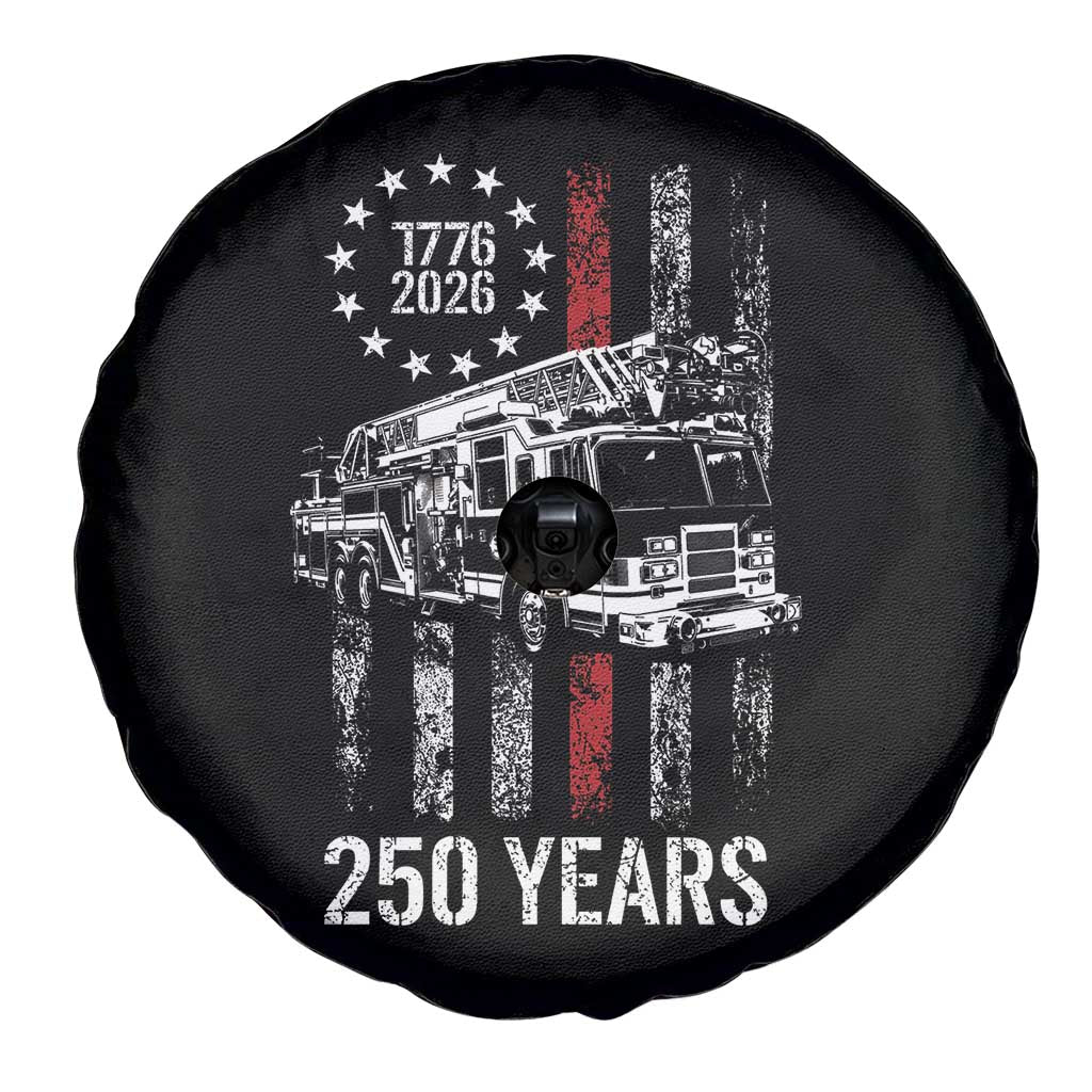 Fireman 250 Years of America Spare Tire Cover Fireman American Flag Thin Red Line Firefighter