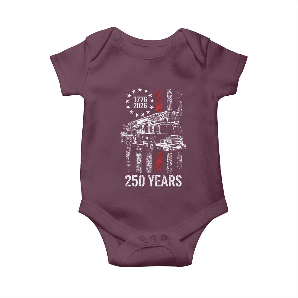 Fireman 250 Years of America Baby Onesie Fireman American Flag Thin Red Line Firefighter
