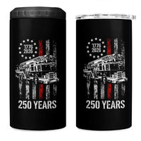 Fireman 250 Years of America 4 in 1 Can Cooler Tumbler Fireman American Flag Thin Red Line Firefighter