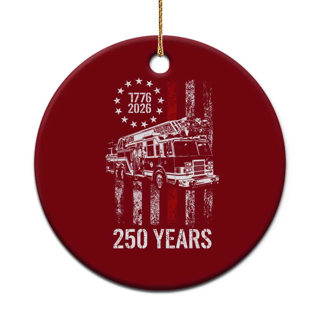 Fireman 250 Years of America Ceramic Ornament Fireman American Flag Thin Red Line Firefighter