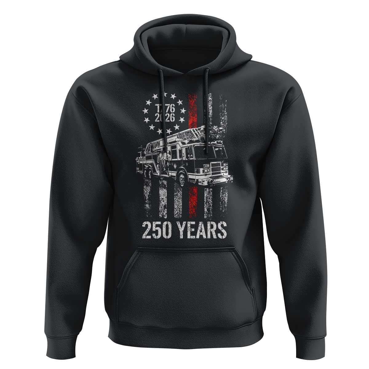 Fireman 250 Years of America Hoodie Fireman American Flag Thin Red Line Firefighter