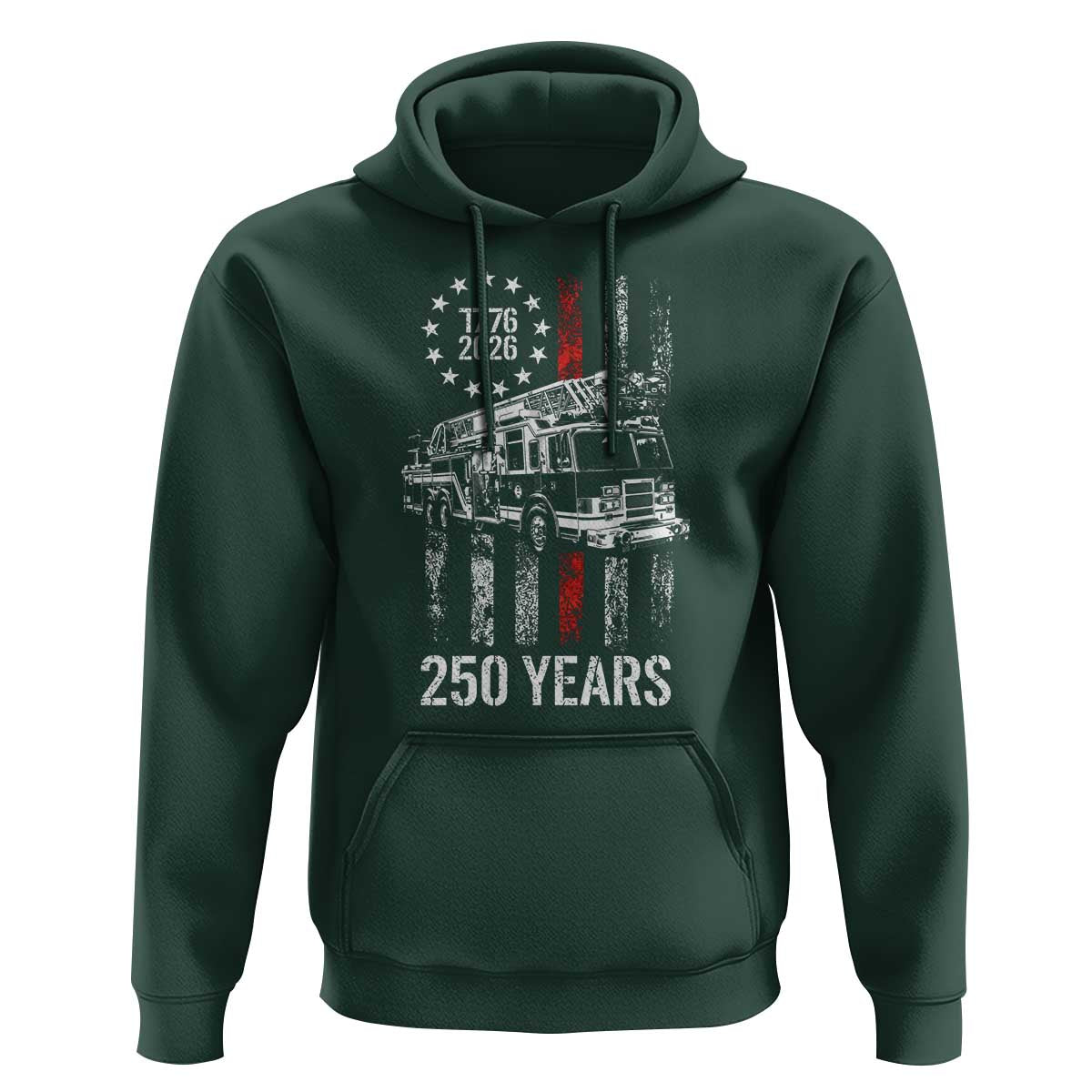 Fireman 250 Years of America Hoodie Fireman American Flag Thin Red Line Firefighter