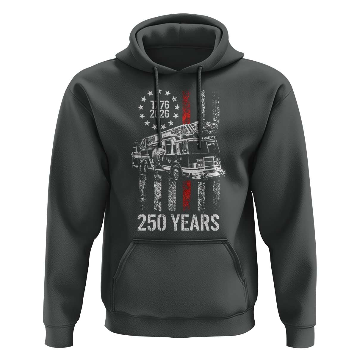 Fireman 250 Years of America Hoodie Fireman American Flag Thin Red Line Firefighter
