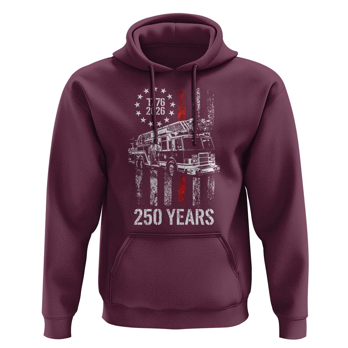 Fireman 250 Years of America Hoodie Fireman American Flag Thin Red Line Firefighter