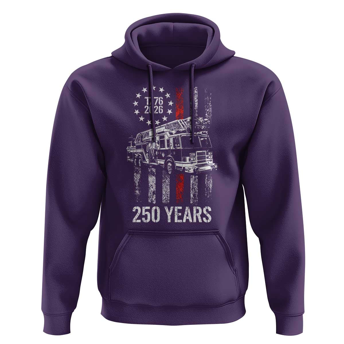 Fireman 250 Years of America Hoodie Fireman American Flag Thin Red Line Firefighter