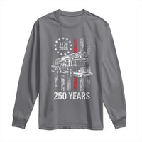 Fireman 250 Years of America Long Sleeve Shirt Fireman American Flag Thin Red Line Firefighter