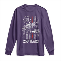 Fireman 250 Years of America Long Sleeve Shirt Fireman American Flag Thin Red Line Firefighter