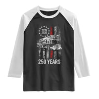 Fireman 250 Years of America Raglan Shirt Fireman American Flag Thin Red Line Firefighter