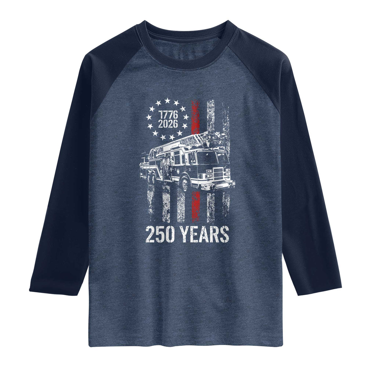 Fireman 250 Years of America Raglan Shirt Fireman American Flag Thin Red Line Firefighter
