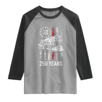 Fireman 250 Years of America Raglan Shirt Fireman American Flag Thin Red Line Firefighter