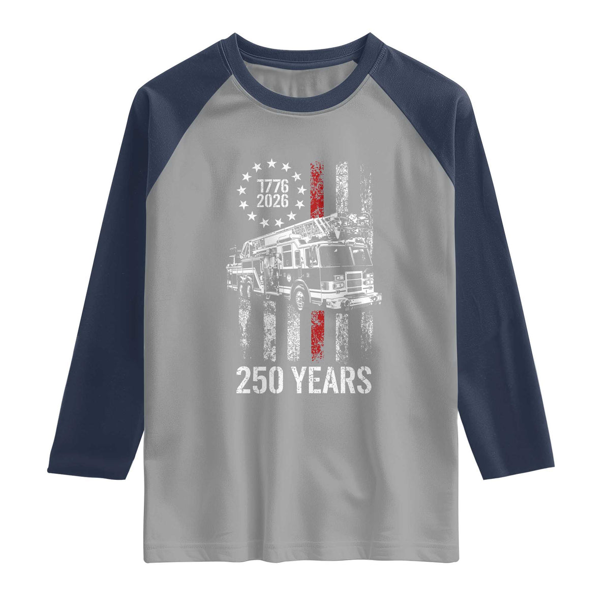 Fireman 250 Years of America Raglan Shirt Fireman American Flag Thin Red Line Firefighter