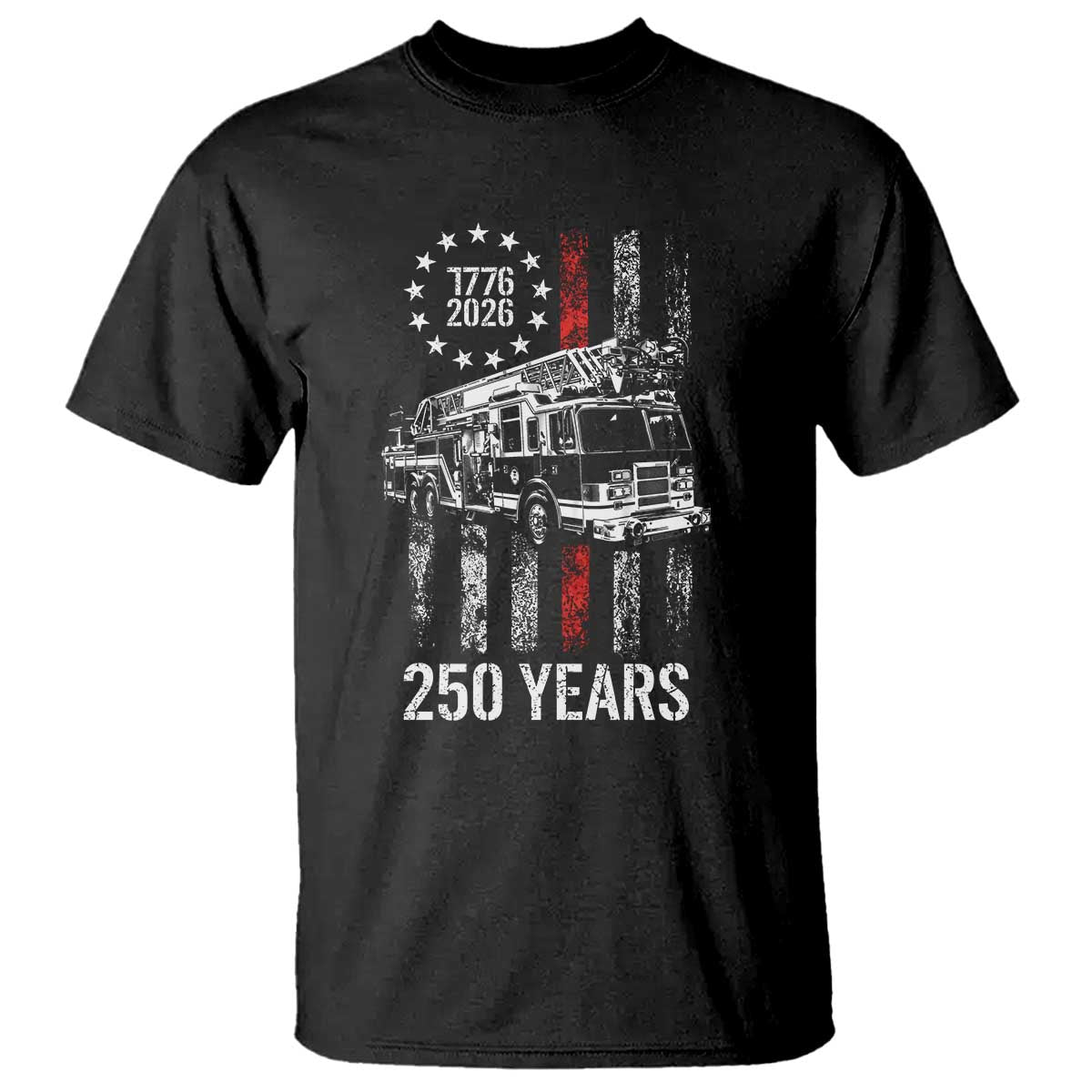 Fireman 250 Years of America T Shirt Fireman American Flag Thin Red Line Firefighter