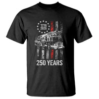 Fireman 250 Years of America T Shirt Fireman American Flag Thin Red Line Firefighter