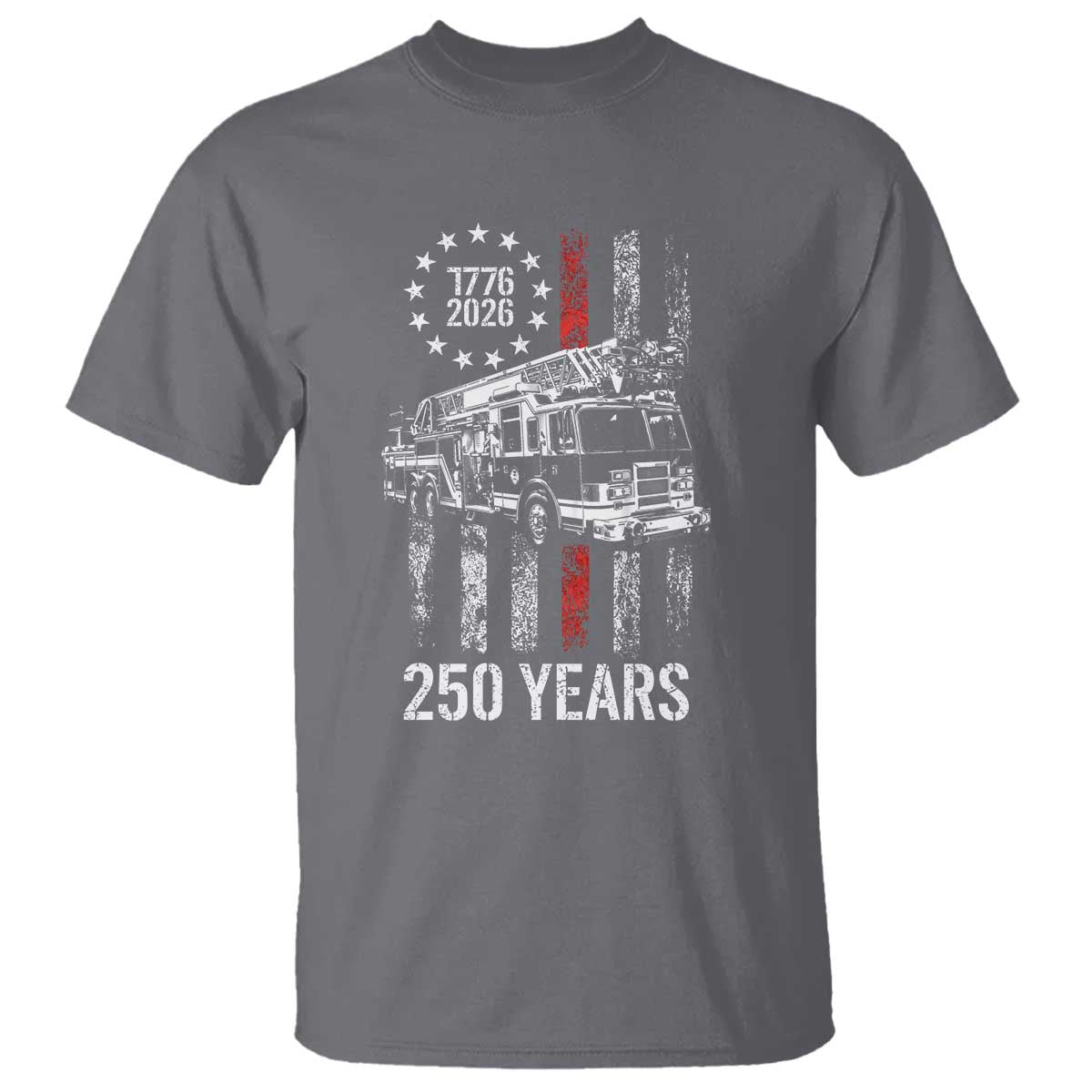 Fireman 250 Years of America T Shirt Fireman American Flag Thin Red Line Firefighter
